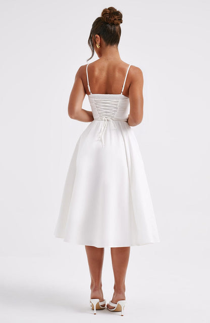 MAILEEN | Vestido midi elegante con corsé