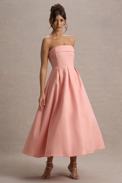 ANNE | Vestido midi elegante con escote de hombros descubiertos