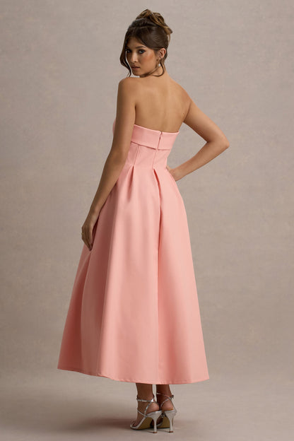 ANNE | Vestido midi elegante con escote de hombros descubiertos