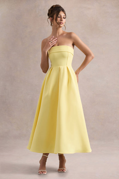 ANNE | Vestido midi elegante con escote de hombros descubiertos