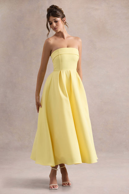 ANNE | Vestido midi elegante con escote de hombros descubiertos