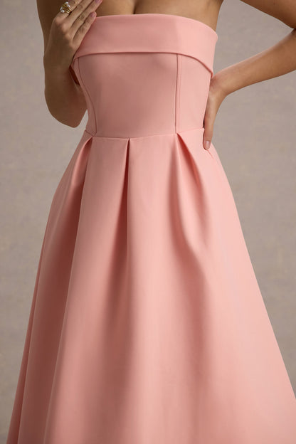 ANNE | Vestido midi elegante con escote de hombros descubiertos