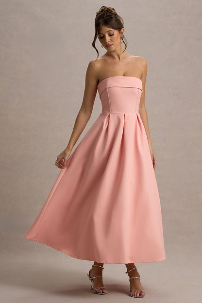 ANNE | Vestido midi elegante con escote de hombros descubiertos